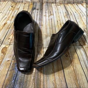 Borelli Brown Faux Leather Square Toe Miami Dress Shoes